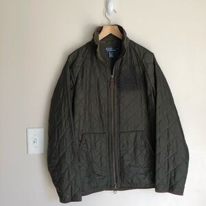 Polo Ralph Lauren Quilted Puffer Jacket Olive Green Full Zip size Medium
